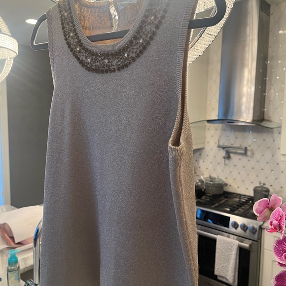 Bianca Nygard gold knit holiday shell with beading size large holiday wear - Picture 6 of 13